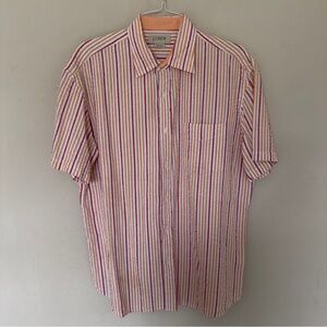 J. Crew Seersucker Shirt Large Striped Short Sleeve Button Up Cotton Pocket